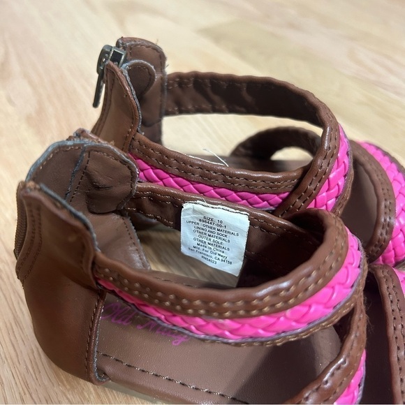 Old Navy Gladiator Sandals Sz 10 Brown Pink Open Toe Kids Toddler Girls - Picture 2 of 8
